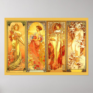 Affiche Les quatre saisons - par Alfons Mucha
