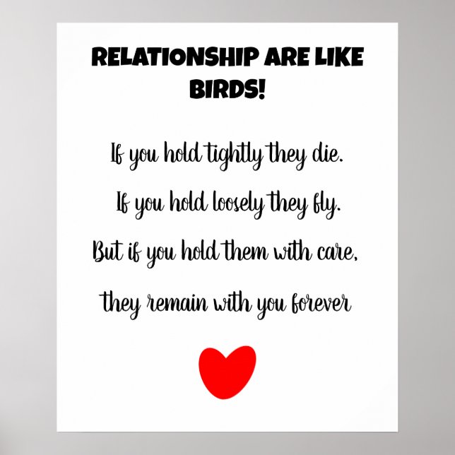 Affiche Les relations sont comme les oiseaux aiment (Devant)