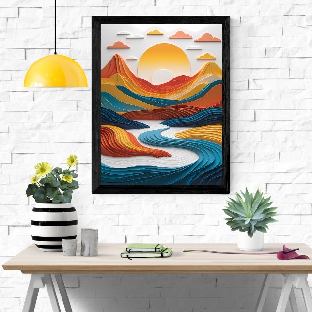 Affiche Les rêves de papier : coucher de soleil sur les mo (Créateur téléchargé)