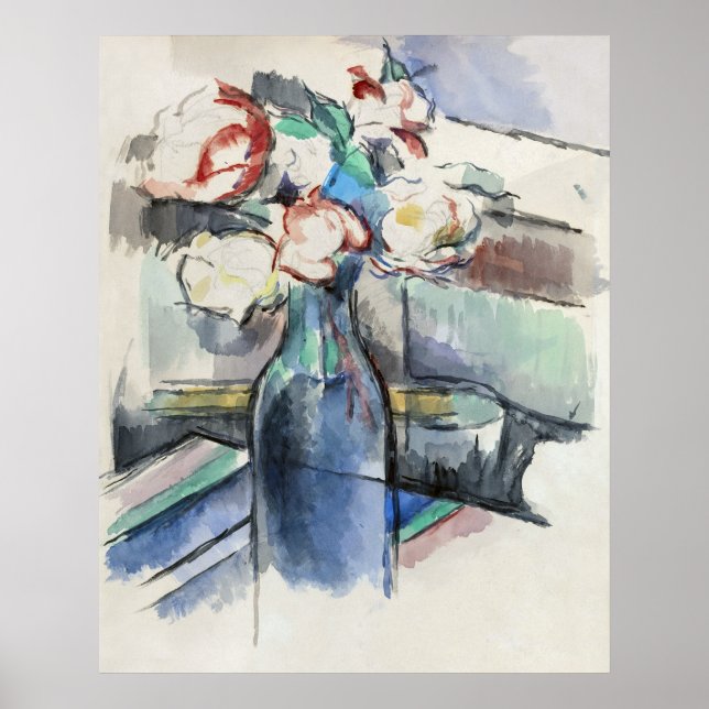 Affiche Les Roses de Paul Cézanne dans une Bouteille (1900 (Devant)