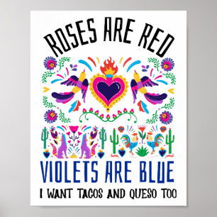 Affiche Les roses sont rouges avec un joli motif art mexic