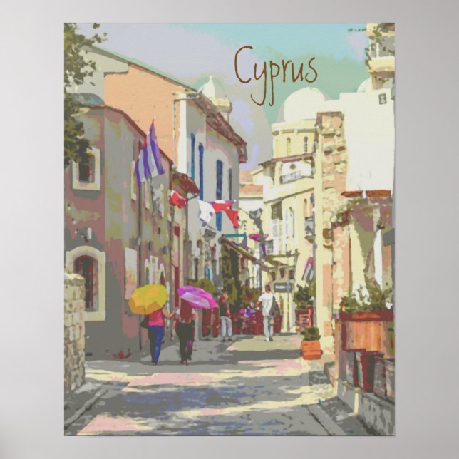 Affiche Les rues Vintages impressionnistes de Chypre (Devant)