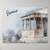 Les ruines des sites antiques aquarelles à Athènes