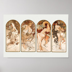 Affiche Les saisons Alphonse Mucha Art Nouveau