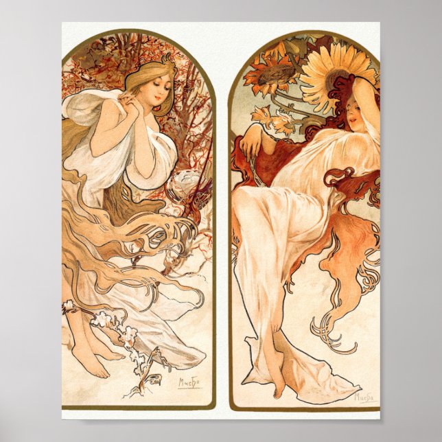 Affiche Les Saisons Original 1897 Par Alphonse Mucha (Devant)