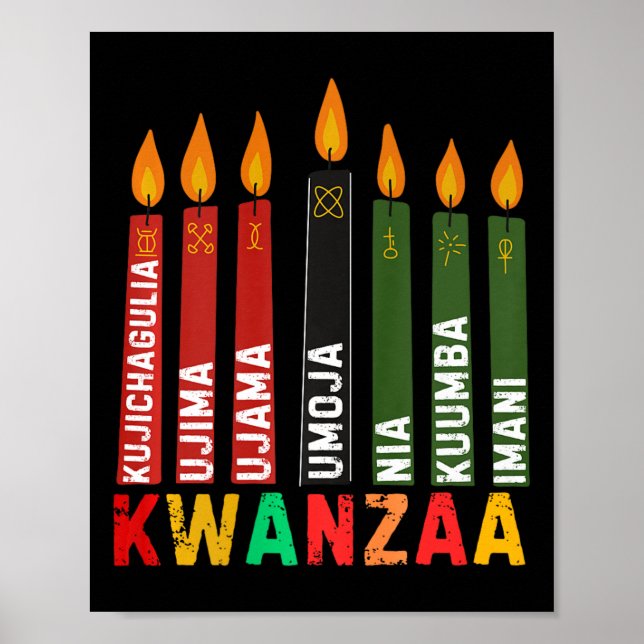Affiche Les Sept Principes De Kwanzaa Kinara Happy Kwanz (Devant)