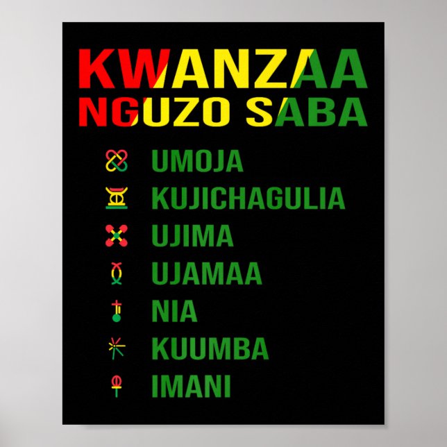 Affiche Les Sept Principes De Kwanzaa - Nguzo Saba (Devant)