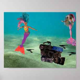 Affiche Les sirènes aidant les homards.