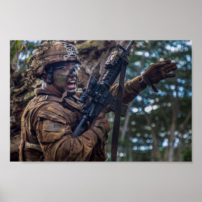 Affiche Les soldats participent à un exercice de tir réel (Devant)