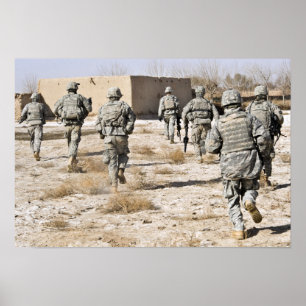 Affiche les soldats répondent à une attaque d'armes de