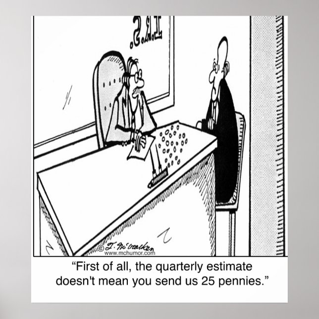 Affiche Les Taxes Trimestrielles Ne Signifient Pas 25 ¢ (Devant)