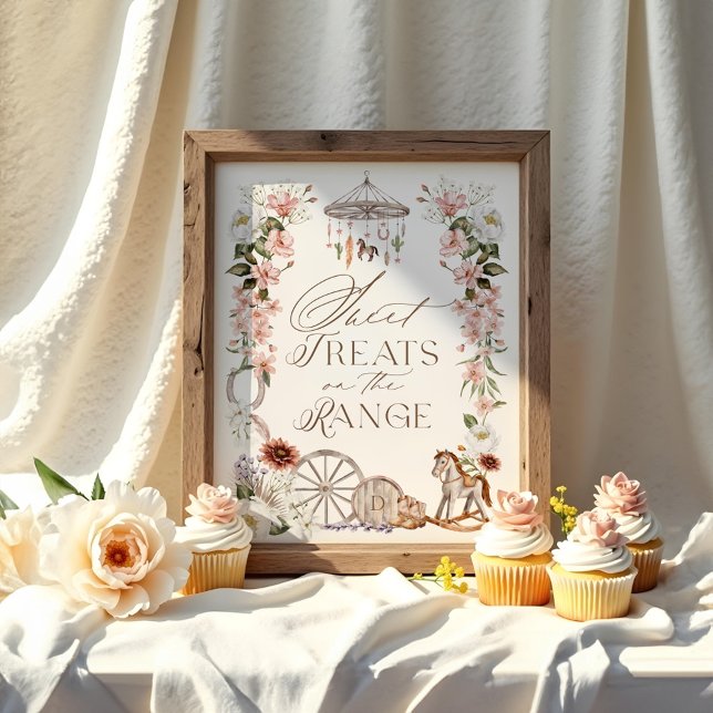 Affiche Les Traitements Sucrés Sur Le Baby shower Occident (Sweet Treats On The Range Wild Western Baby Shower Poster)