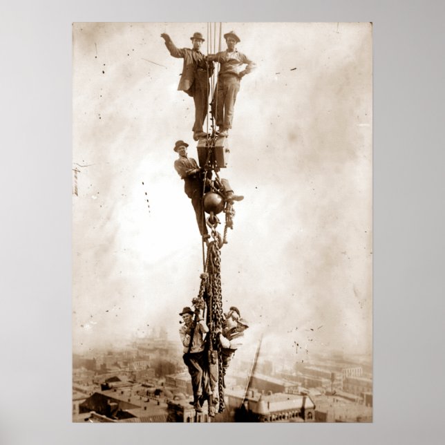 Affiche Les Travailleurs Du Fer De Construction Descendent (Devant)