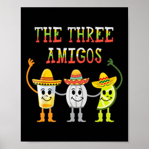 Affiche Les Trois Amigos T Shirt Tequila Salt Lime Cinco D