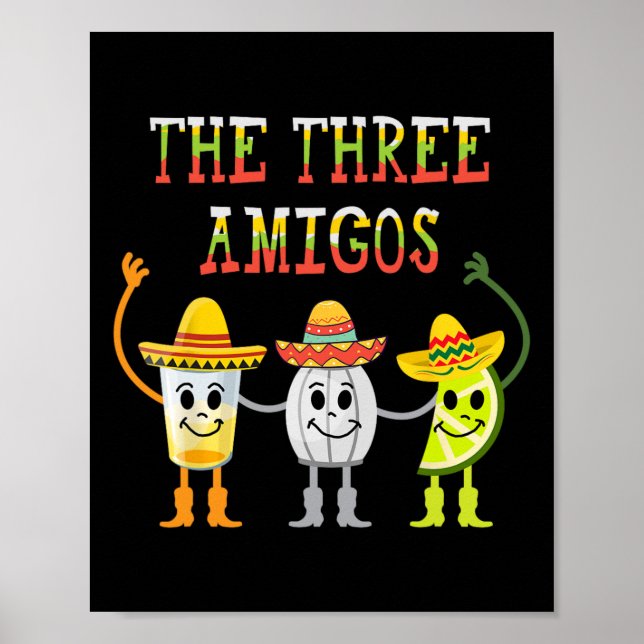 Affiche Les Trois Amigos T Shirt Tequila Salt Lime Cinco D (Devant)