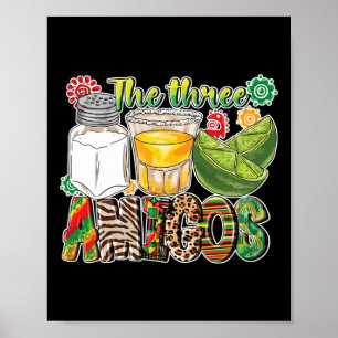 Affiche Les Trois Amigos Tequila Salt Lime Cinco De Mayo