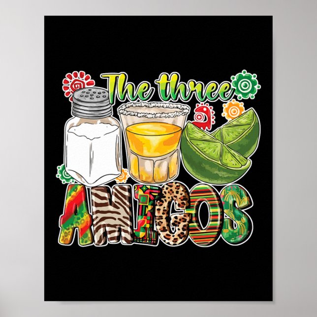 Affiche Les Trois Amigos Tequila Salt Lime Cinco De Mayo (Devant)