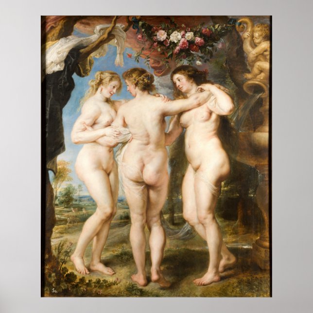 Affiche Les Trois Grâces, par Peter Paul Rubens vers 1635 (Devant)