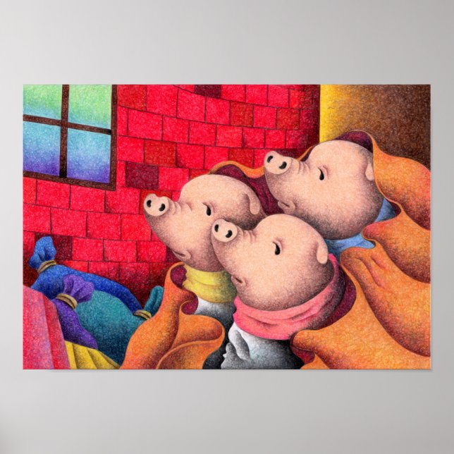 Affiche Les Trois Petits Cochons. (Devant)