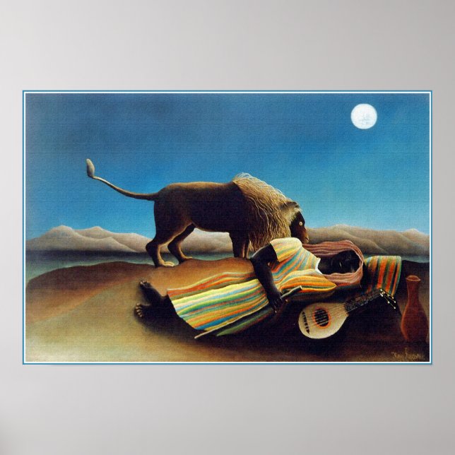 Affiche "Les Tziganes endormis" par Henri Rousseau (Devant)