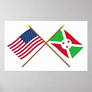 Affiche Les USA et drapeaux croisés par Burundi