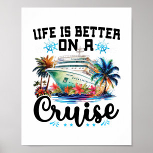Affiche Les vacances en famille sur un bateau de croisière