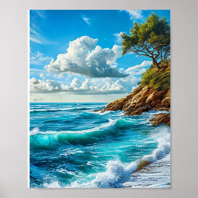 Affiche Les vagues de plage (Devant)