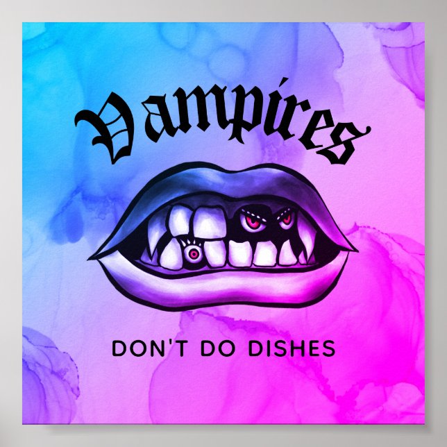 Affiche Les vampires ne font pas de plats drôles Vaporwave (Devant)