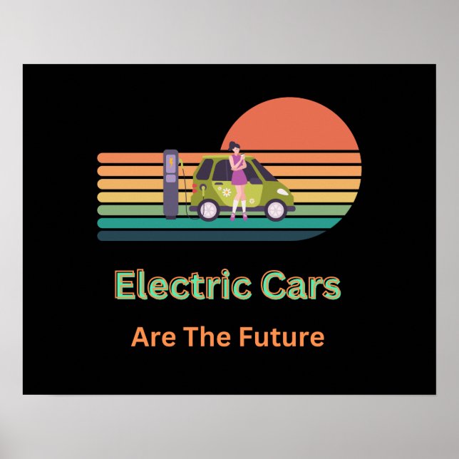 Affiche Les voitures électriques fantastiques sont l'aveni (Devant)