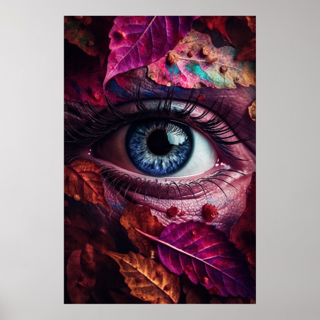 Affiche Les Yeux Parsemés De Couleurs Vibrantes Des Feuill (Devant)