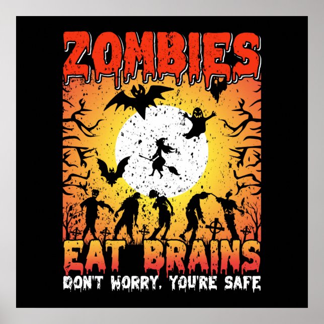 Affiche Les zombies mangent des cerveaux  (Devant)