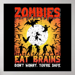 Affiche Les zombies mangent le cerveau