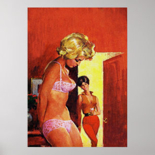 Affiche Lesbian Couple Vintage Pulp Magazine Couverture ar