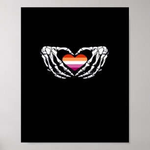 Affiche Lesbian Pride Skeleton Halloween Wlw Goth Heart Cl