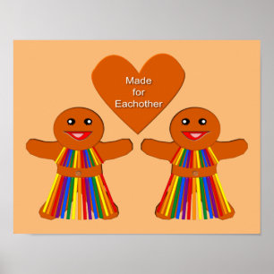 Affiche Lesbienne Noël pain d'épices Couple dames