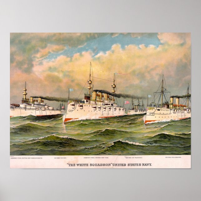 Affiche "L'escadron blanc" Marine américaine, Vintage (Devant)