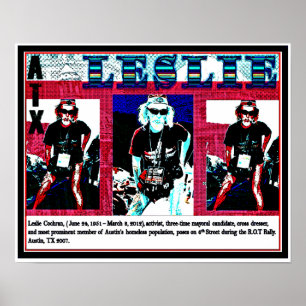 Affiche Leslie Cochran, sans-abri, travestis, activiste