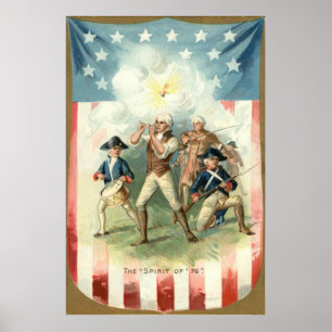 Affiche L'esprit du drapeau des États-Unis de 76 batteurs 
