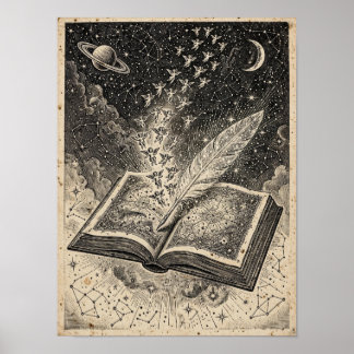Affiche L'estampe d'art Le Grand Livre Étoilé
