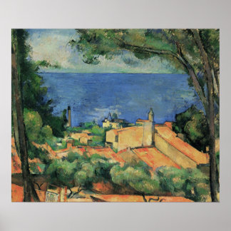 Affiche L'Estaque aux toits rouges - Paul Cezanne - c1883