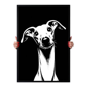 Affiche L'esthétique Pop Art du Lévrier Italien Blanc & No