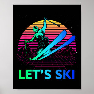 Affiche Let Is Ski Colorful Vintage 90s 80s Ski hiver