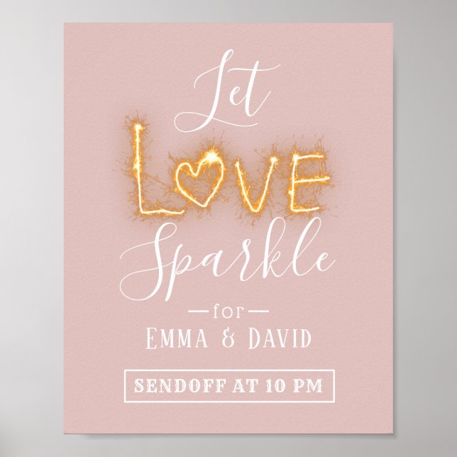 Affiche Let Love Sparkle Blush Pink Send Off Wedding Sign (Devant)