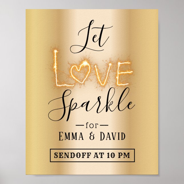 Affiche Let Love Sparkle Modern Gold Envoyer Mariage Signa (Devant)
