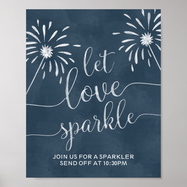 Affiche Let Love Sparkle Send Off Chalkboard Mariage Signe (Devant)
