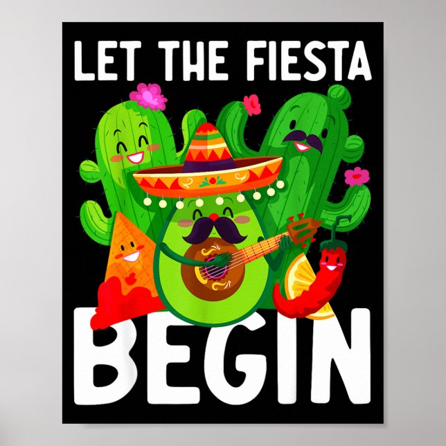 Affiche Let the fiesta begin funny cinco de mayo mexican L (Devant)