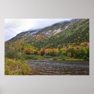 Affiche L'étang Willey en automne. New Hampshire