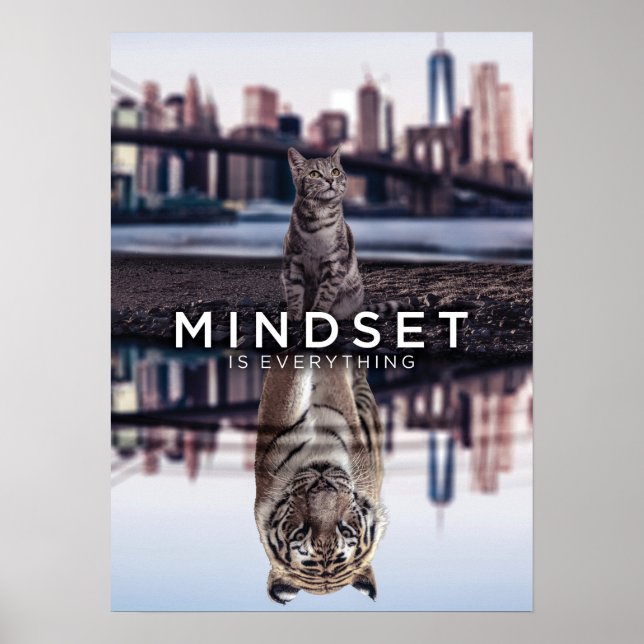 Affiche L'état d'esprit est tout - Chat et Tigre réflexion (Devant)