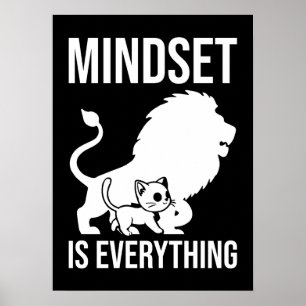 Affiche L'état d'esprit est tout - Chat Lion Motivational