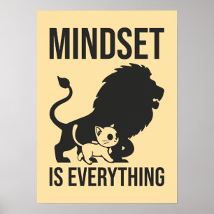 Affiche L'état d'esprit est tout - Chat Lion Motivational